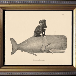 Black Pug on Whale Collage Print dog art gifts for her gifts for boyfriend dog mom gifts for mom dog memorial gifts for dad pet loss gifts
