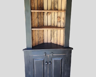 Handmade Rustic Corner Hutch, Solid Wood Display Cabinet, Farmhouse Storage, Rustic Furniture, Farmhouse Decor