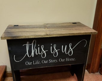 Handmade Rustic Storage Bench with Flip Lid - Wooden organizer, Farmhouse decor, Entryway furniture