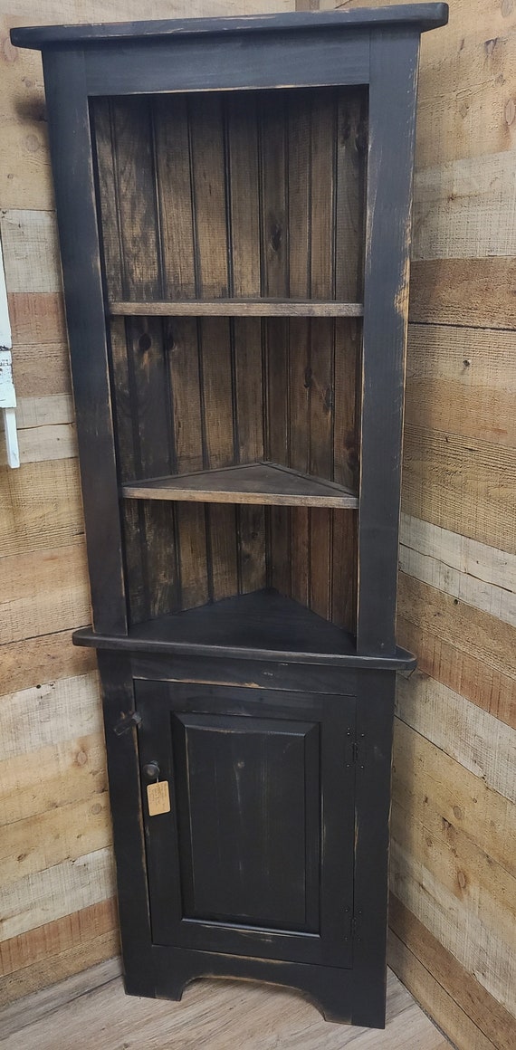 Rustic Style Corner Hutch, Handcrafted Small Wooden Cupboard, Farmhouse Decor, Handmade Storage Cabinet