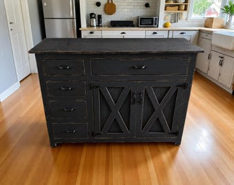 Handmade Solid Pine Farmhouse Kitchen Cabinet | Rustic Entryway Storage Hutch