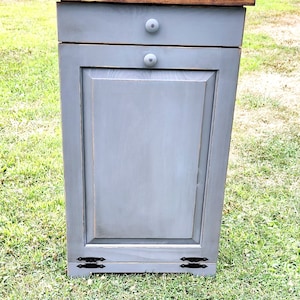 Rustic trash bin, Handmade wooden tilt door garbage can