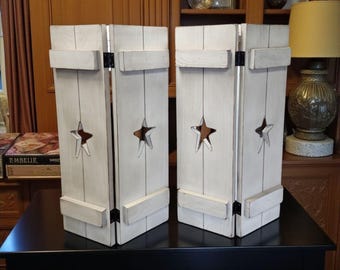Primitive shutters in distressed Farmhouse finish - Country decor
