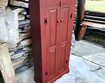 Rustic Pie Safe Cabinet, Handcrafted Pantry Storage Organizer, Farmhouse Kitchen Furniture