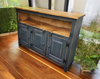 Rustic Farmhouse Buffet Cabinet: Handmade Wood Sideboard for Entertainment Storage