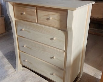 Handmade Farmhouse Dresser: Distressed Pine Wood Chest of Drawers
