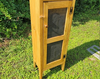 Handcrafted Tin Door Pie Safe, Rustic Farmhouse Kitchen Cabinet, Vintage Style Storage