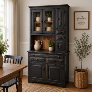 Rustic Hoosier Hutch Cabinet - Handmade Farmhouse Furniture