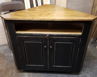 Handmade Rustic Corner Cabinet TV Stand, Entertainment Center, Wood Storage Shelf