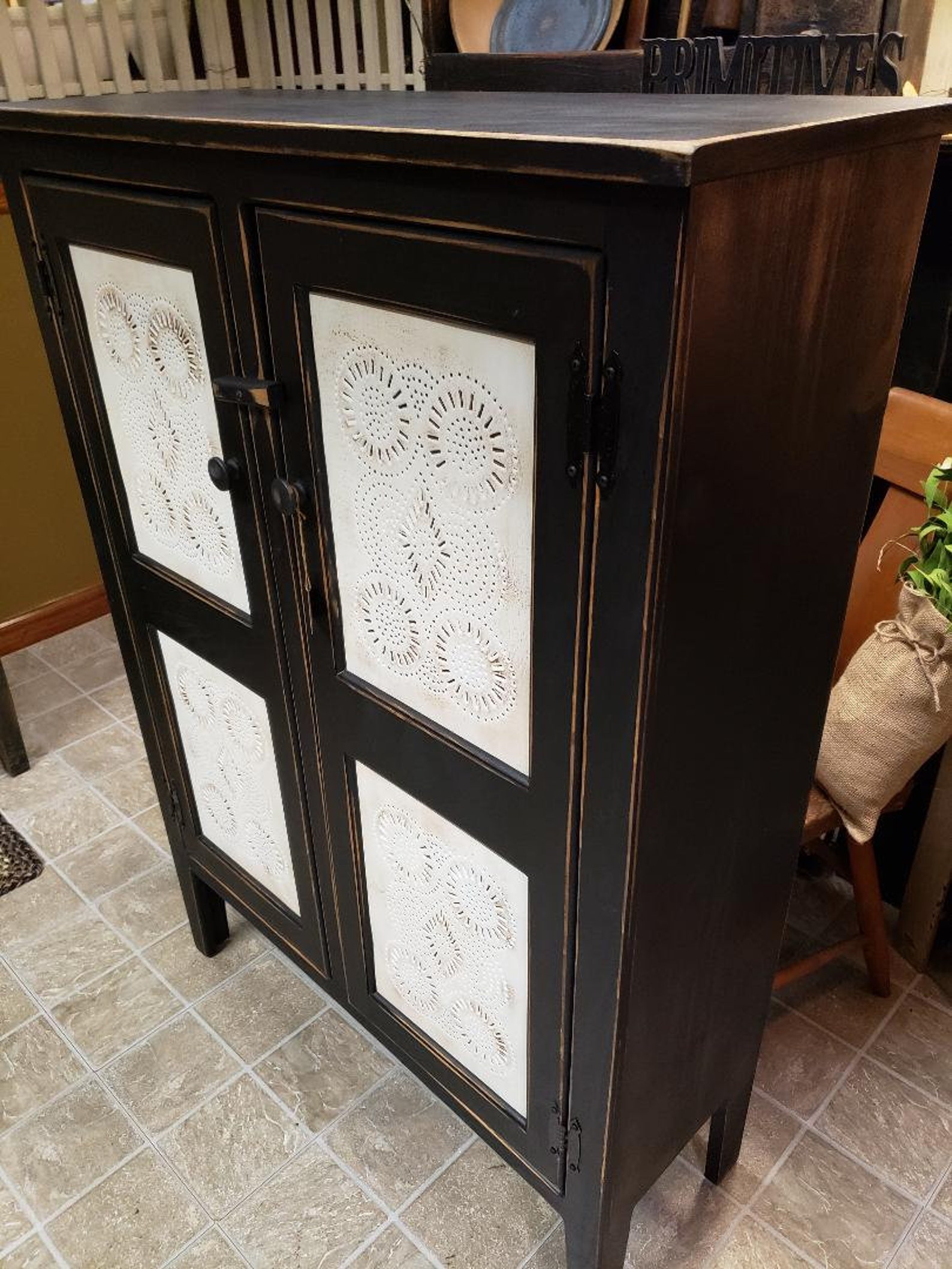 Primitive punched tin door pie Double door pie safe/ Etsy