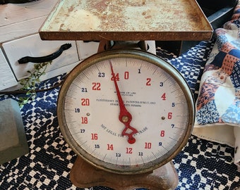 Antique Scale with Original Patina, Vintage Kitchen Decor, Old Weighing Scale, Rustic Farmhouse Decor