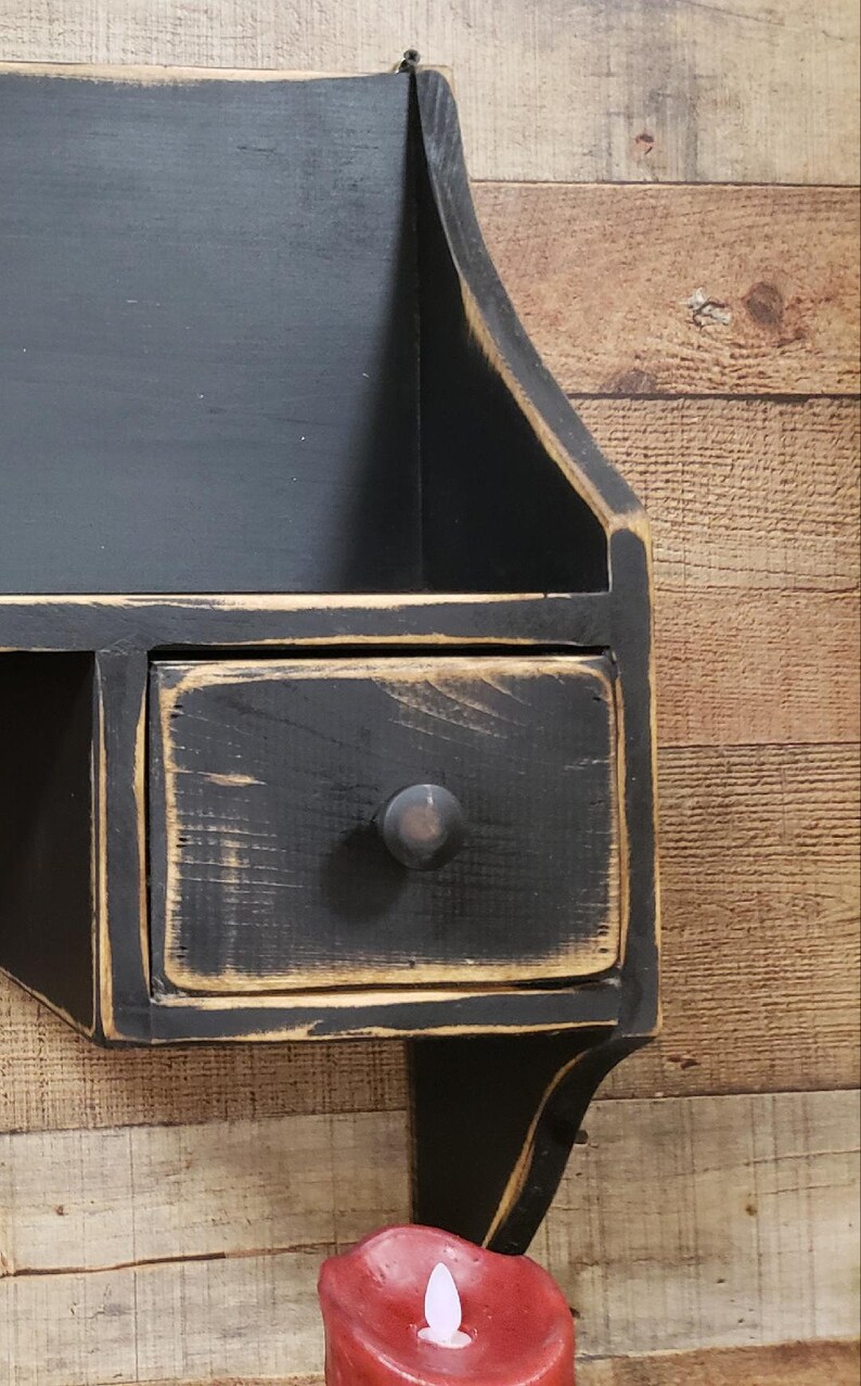 Primitive shelf Rustic wall shelf with drawer Farmhouse Etsy