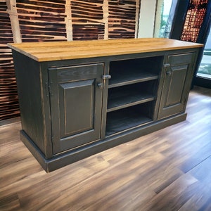 Rustic Farmhouse TV Stand: Handmade Media Console with Storage, Primitive Living Room Cabinet