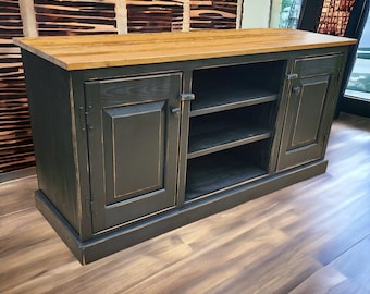 Rustic Farmhouse TV Stand | Handmade Media Console with Storage | Farmhouse & Traditional Decor