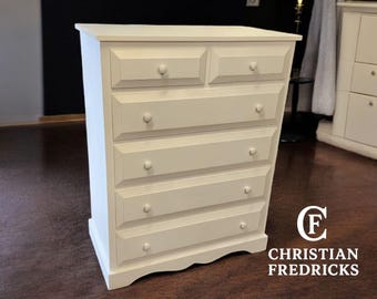 Handmade Rustic White Pine 6-Drawer Dresser | Farmhouse Bedroom Furniture