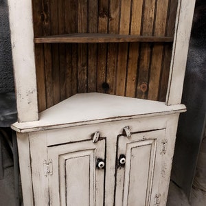 Handmade Rustic Corner Hutch, Primitive Corner Cabinet, Solid Wood Storage, Farmhouse Furniture image 3