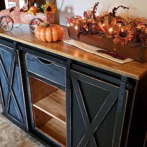 Rustic wooden buffet cabinet / tv entertainment stand /  Farmhouse buffet server