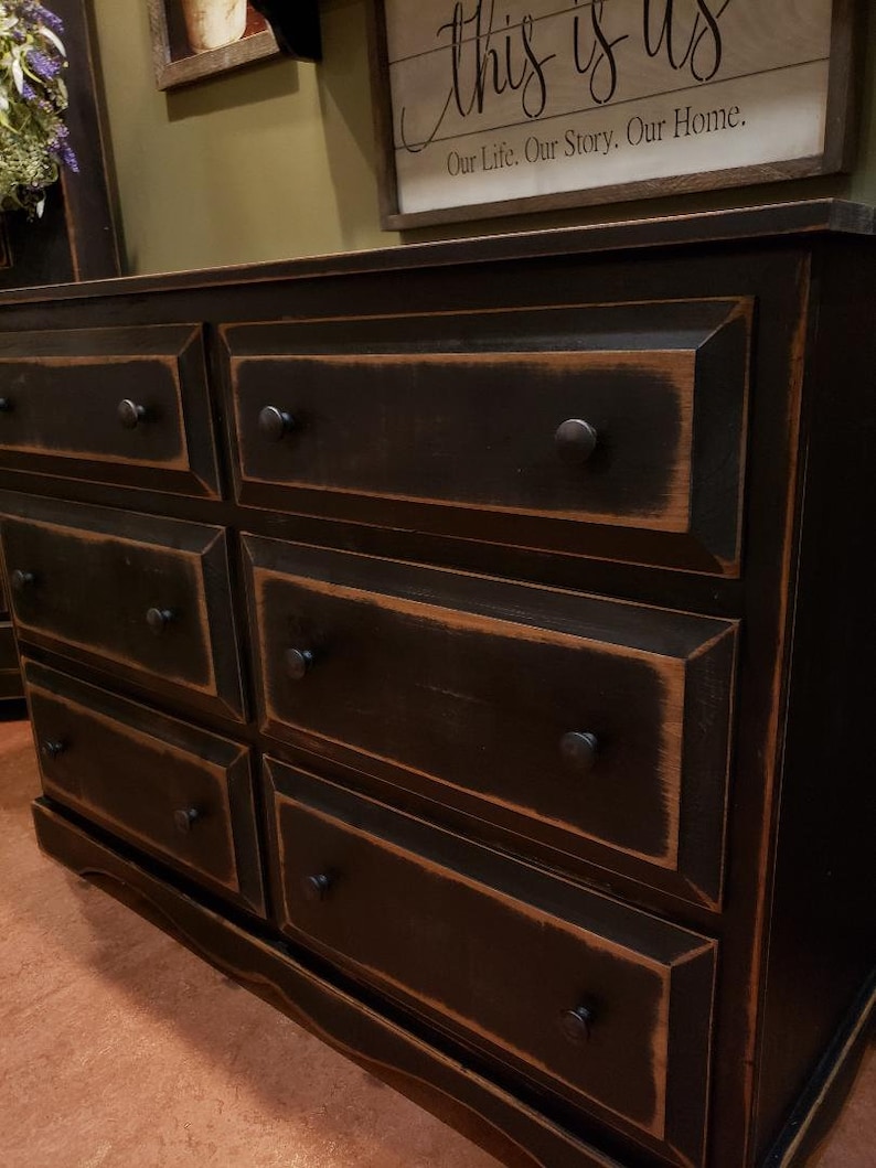 Rustic Style Dresser With Six Drawers / Bedroom Furniture Etsy