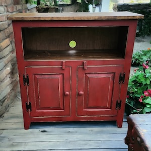 Small Farmhouse Buffet Cabinet - Distressed Rustic Storage Sideboard - Vintage Style Kitchen Console