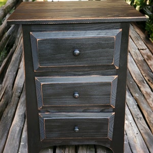 Rustic Night Stand - 3-Drawer Dresser - Distressed Wood End Table for Bedroom - Bedside Storage