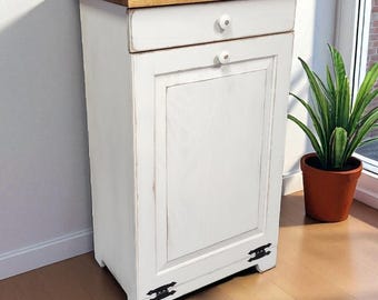 Rustic Wooden Trash Bin - Farmhouse Kitchen Garbage Container - Handmade Home Storage Decor