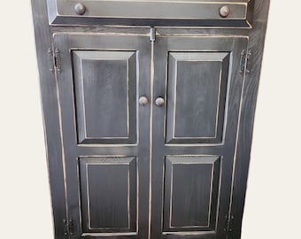 Rustic Handcrafted Distressed Wood Cabinet with Drawer - Farmhouse Entryway or Bathroom Storage Furniture
