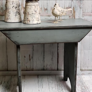 Rustic Wooden Farmhouse Bench: Primitive Indoor Outdoor Seating, Natural Wood Furniture, Versatile Stool