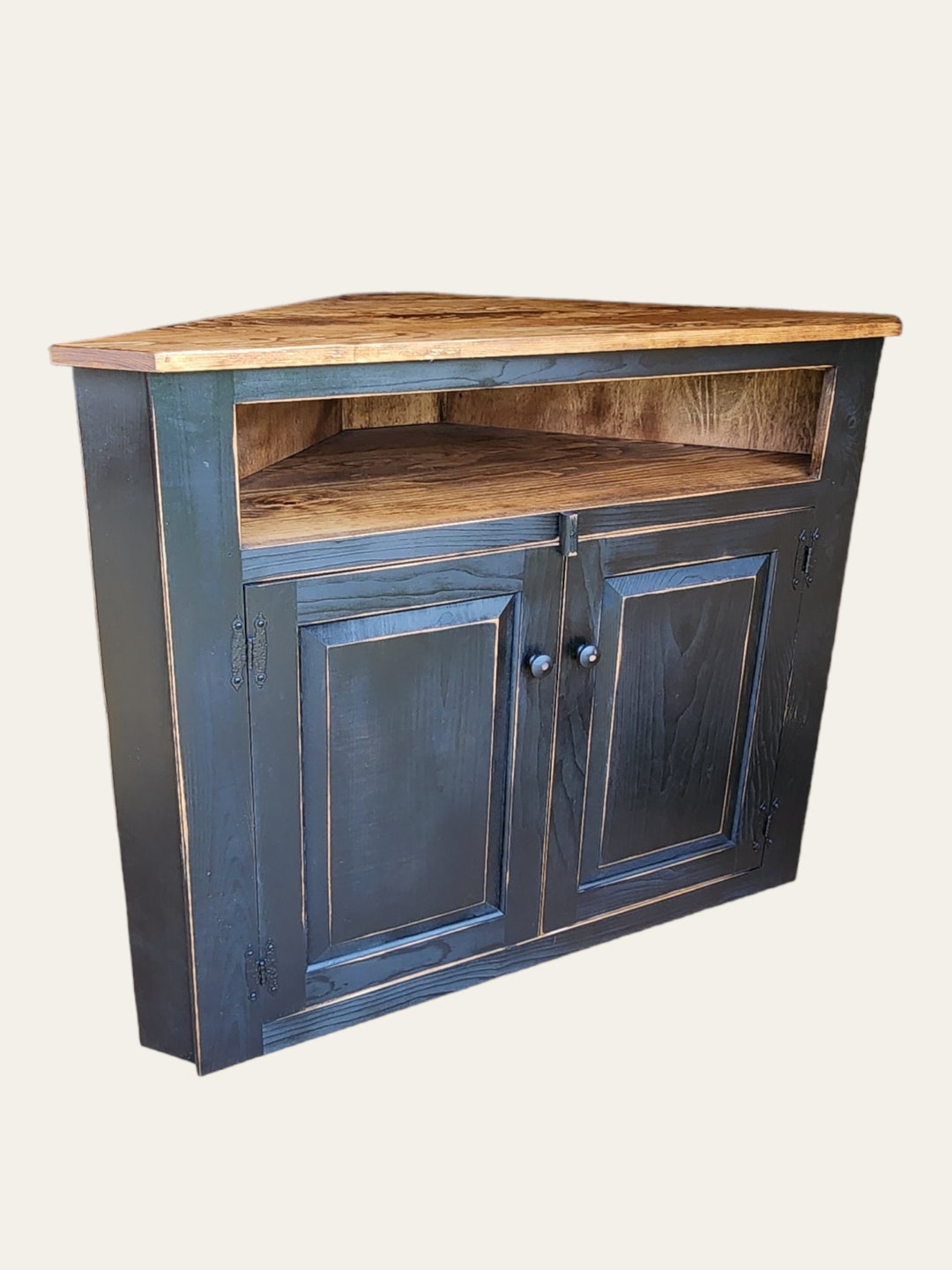 Rustic Corner Farmhouse Entertainment Console Etsy