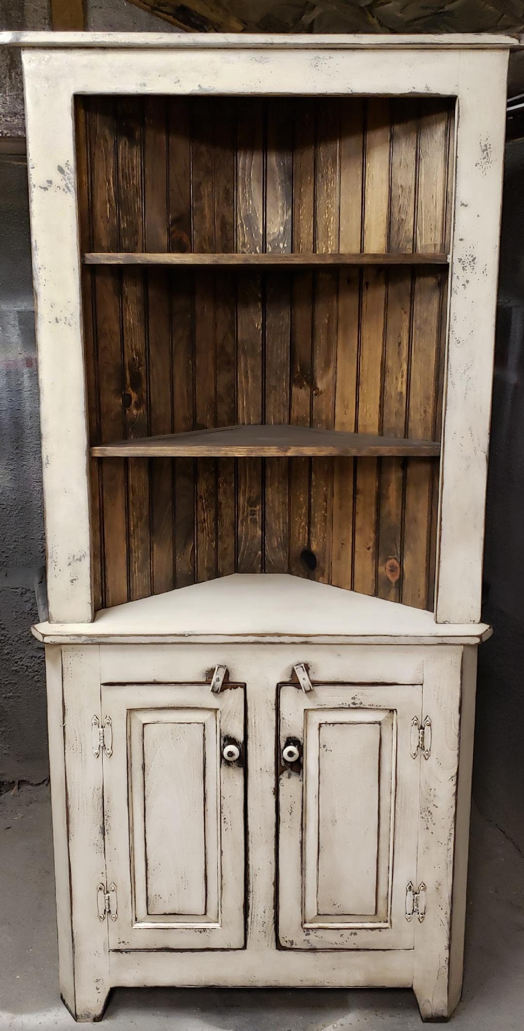 Primitive Corner Hutch/ Rustic Corner Hutch/ Corner Etsy