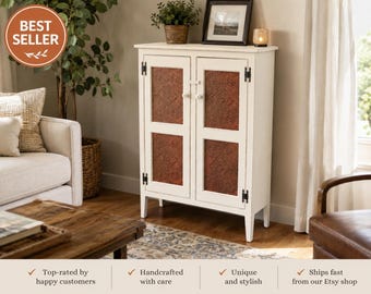 Rustic Punched Tin Cabinet | Farmhouse Pine Cupboard