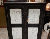 Primitive style punched tin cabinet, cupboard, farmhouse, vintage pantry, pie safe