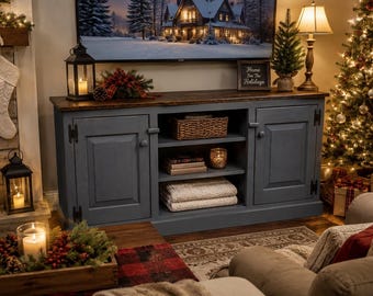 Rustic Farmhouse TV Stand | Handmade Media Console with Storage | Farmhouse & Traditional Decor