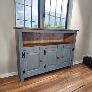 Rustic Buffet Cabinet: Handmade Wood Entertainment Storage Sideboard for Country Home Decor