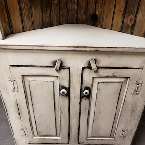 Handmade Rustic Corner Hutch, Primitive Corner Cabinet, Solid Wood Storage, Farmhouse Furniture immagine 4