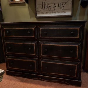 Handmade Rustic 6 Drawer Dresser, Solid Wood Storage Chest, Farmhouse Style, Bedroom Furniture