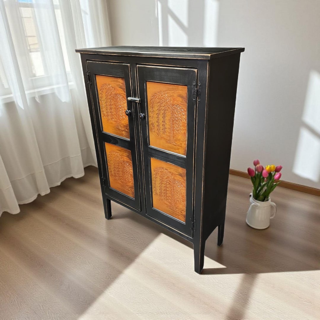 Rustic Farmhouse Primitive Cabinet: Distressed Painted Jelly