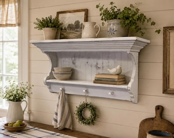Rustic Wall Shelf Organizer, Handmade Reclaimed Wood, Entryway or Living Room Display