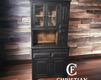Rustic Hoosier Hutch Cabinet - Handmade Farmhouse Furniture