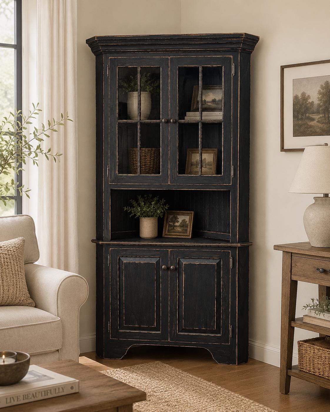 Antique Corner Cabinet With Glass Doors - Etsy