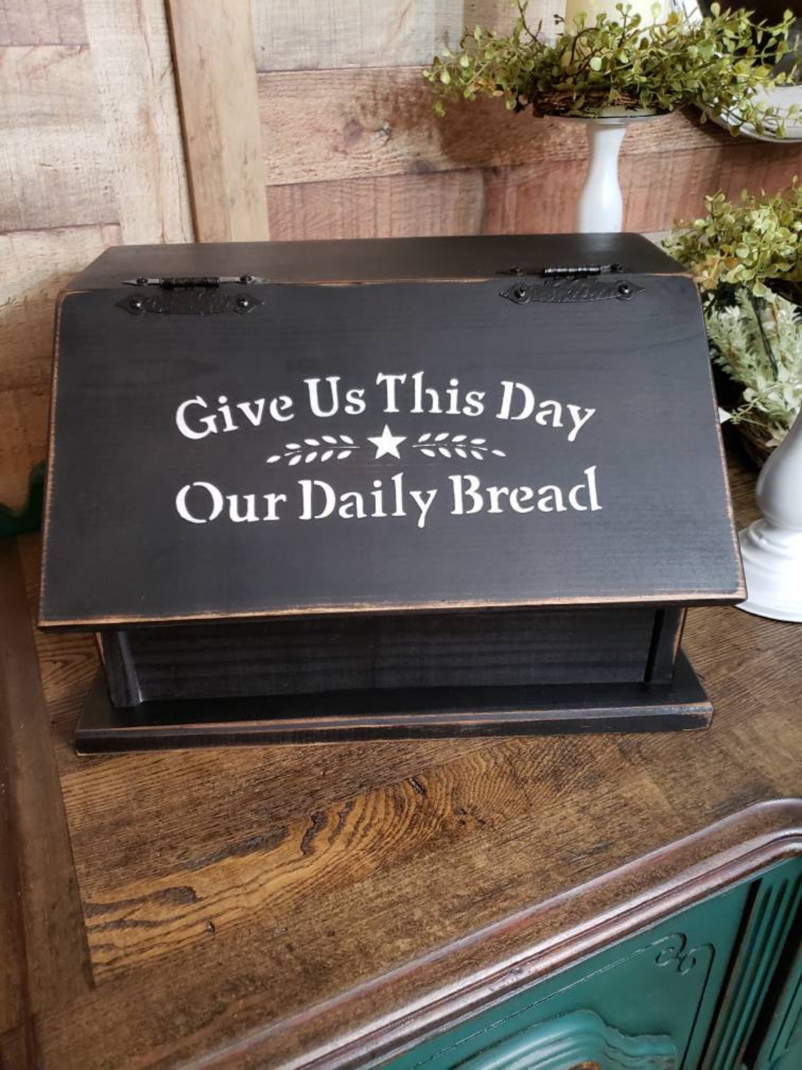 Farmhouse Style Bread Box Rustic Distressed Bread Box Country Etsy