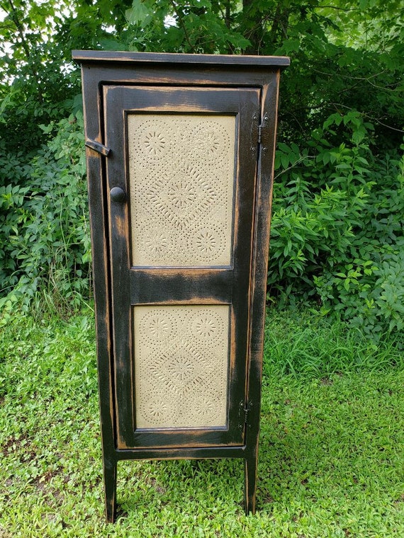 Primitive Cabinet Single Door Pie Safe Cabinet Farmhouse Etsy