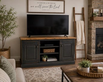 Rustic Farmhouse TV Stand | Handmade Media Console with Storage | Farmhouse & Traditional Decor