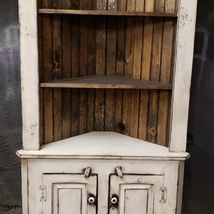 Handmade Rustic Corner Hutch, Primitive Corner Cabinet, Solid Wood Storage, Farmhouse Furniture immagine 5