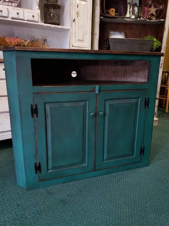 Rustic corner 2024 cabinet with doors