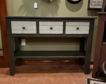 Handmade Rustic Entry Table with Drawers , Farmhouse Style Console , Living Room Furniture , Primitive desk