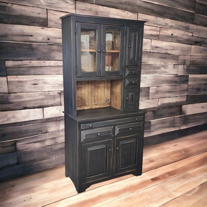 Vintage Farmhouse Hoosier Hutch: Rustic Kitchen Cupboard, Storage Cabinet & Country Dining Decor