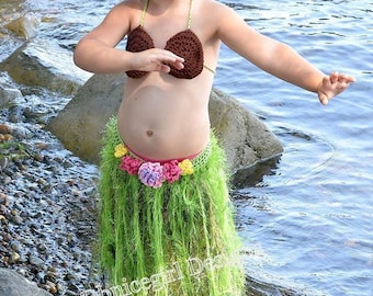 Crochet Pattern, Hula Costume and Photo Prop