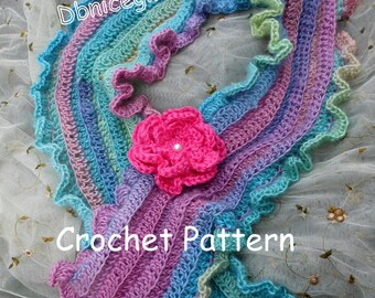 Ruffle Scarf with Clip on Flower Crochet Pattern