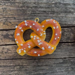 Hand Sculpted Pretzel Ornament: Polymer Clay Food Decor