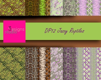 INSTANT DOWNLOAD  DP12 Reptiles Digital paper pack digital pattern surface design digital backgrounds scrapbooks blog printable print